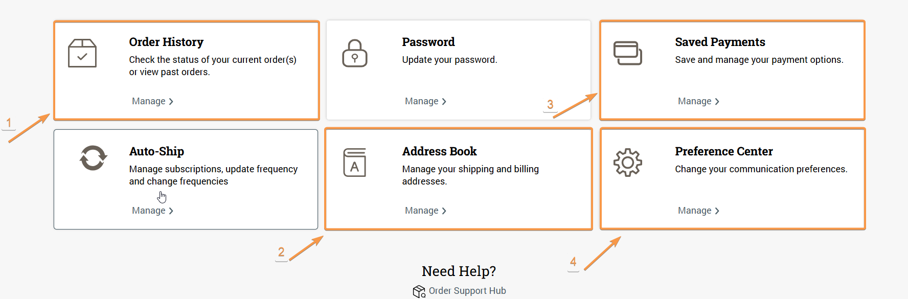 How do I modify the information saved on my account?, image size:1776x585